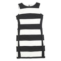 CALVIN KLEIN Womens Black & White Strip Pattern Sleeveless Cotton Blend Dress S