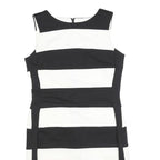 CALVIN KLEIN Womens Black & White Strip Pattern Sleeveless Cotton Blend Dress S