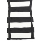 CALVIN KLEIN Womens Black & White Strip Pattern Sleeveless Cotton Blend Dress S
