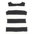 CALVIN KLEIN Womens Black & White Strip Pattern Sleeveless Cotton Blend Dress S