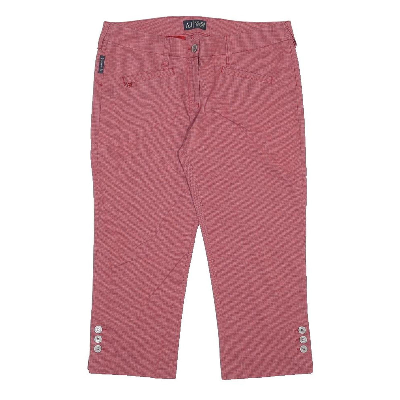 ARMANI JEANS Womens Capris Red Casual M W28 Button Front Relaxed Fit
