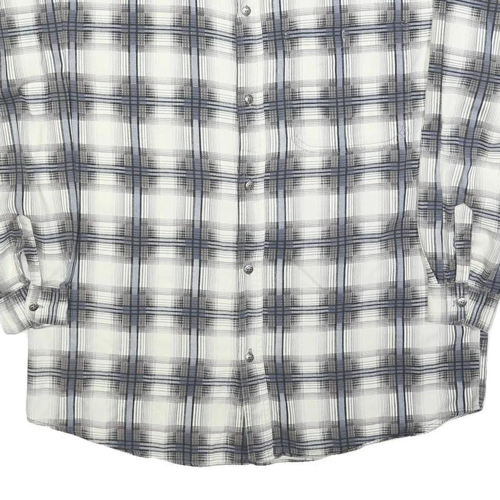 HAMLET Mens White & Grey Check Shirt L Cotton Blend Long Sleeve Button Closure