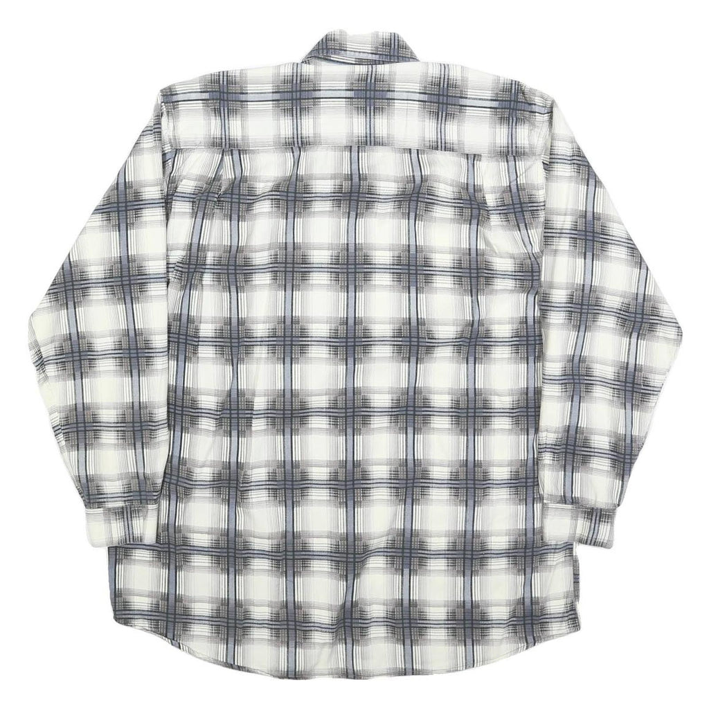 HAMLET Mens White & Grey Check Shirt L Cotton Blend Long Sleeve Button Closure
