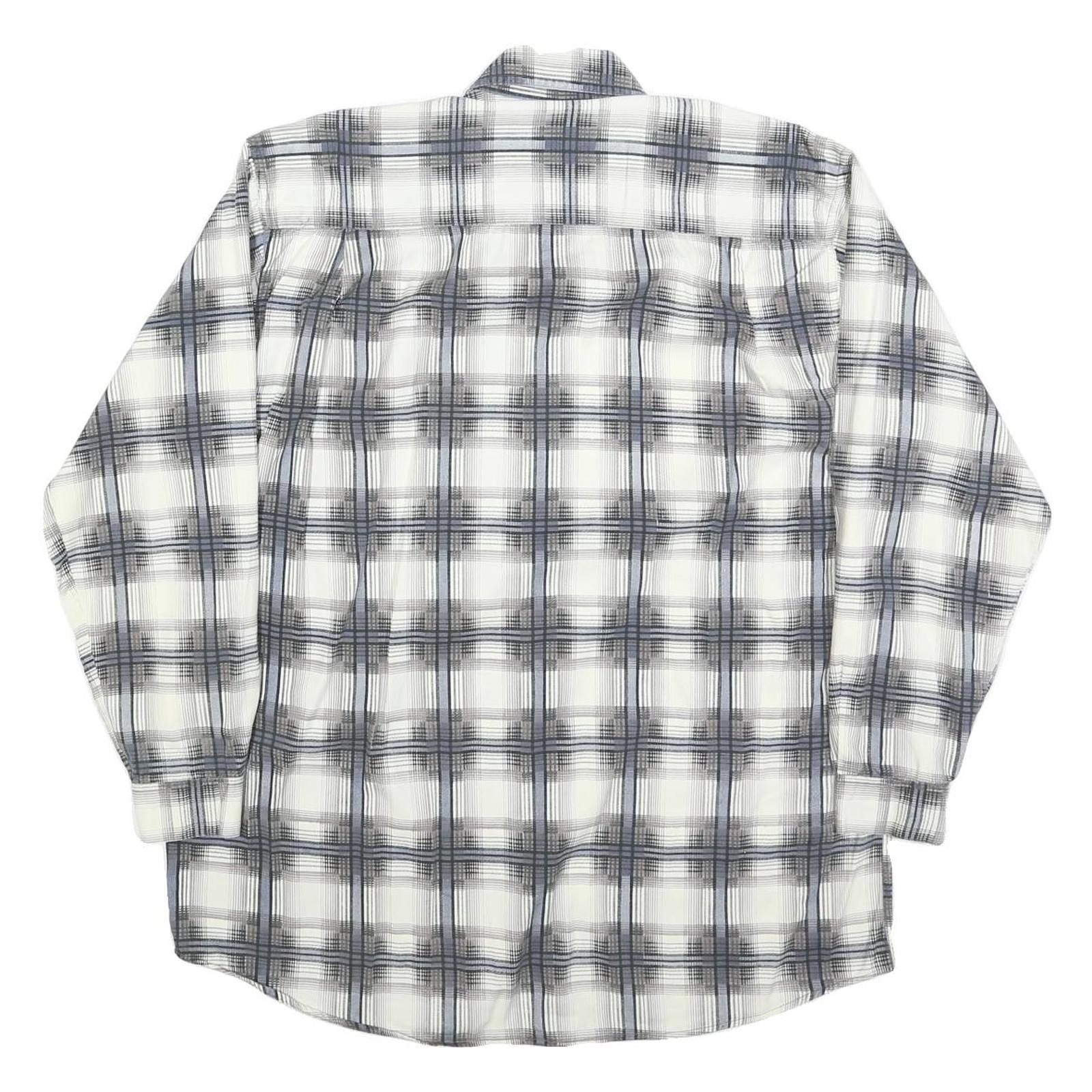 HAMLET Mens White & Grey Check Shirt L Cotton Blend Long Sleeve Button Closure
