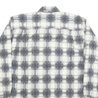 HAMLET Mens White & Grey Check Shirt L Cotton Blend Long Sleeve Button Closure