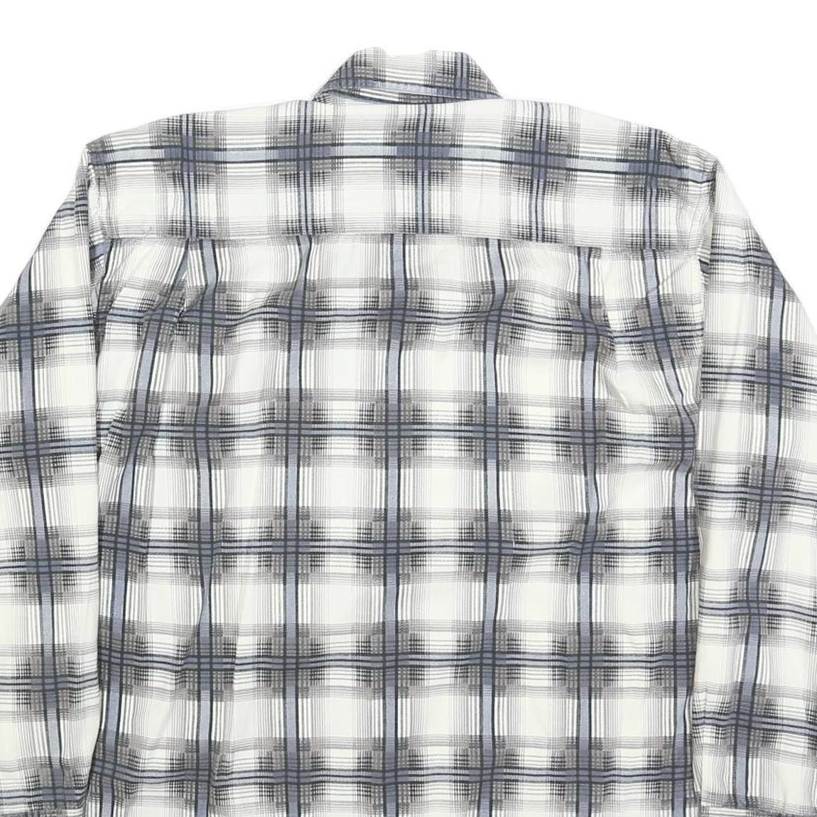 HAMLET Mens White & Grey Check Shirt L Cotton Blend Long Sleeve Button Closure