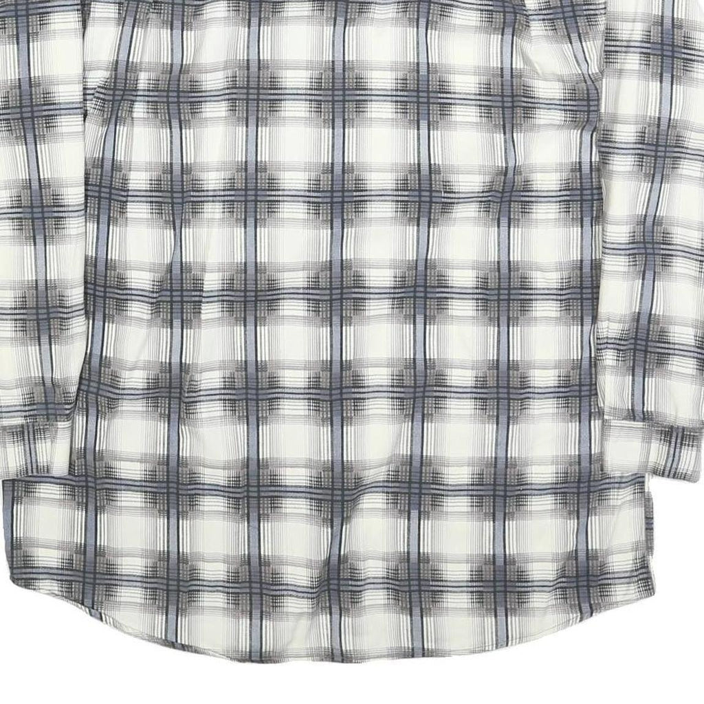 HAMLET Mens White & Grey Check Shirt L Cotton Blend Long Sleeve Button Closure