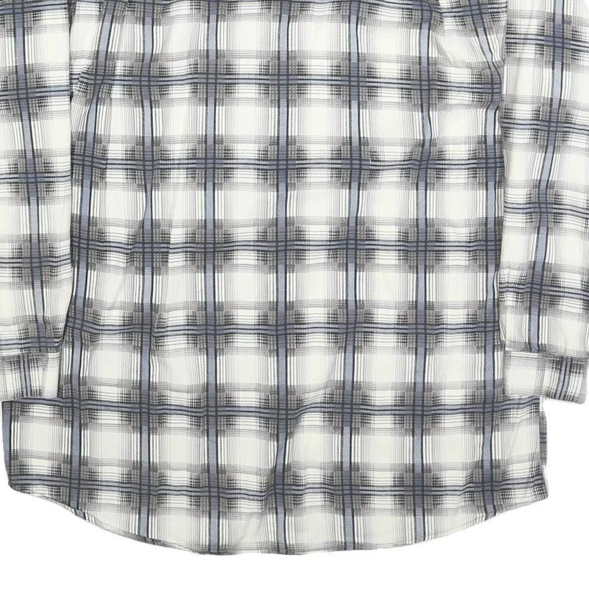 HAMLET Mens White & Grey Check Shirt L Cotton Blend Long Sleeve Button Closure