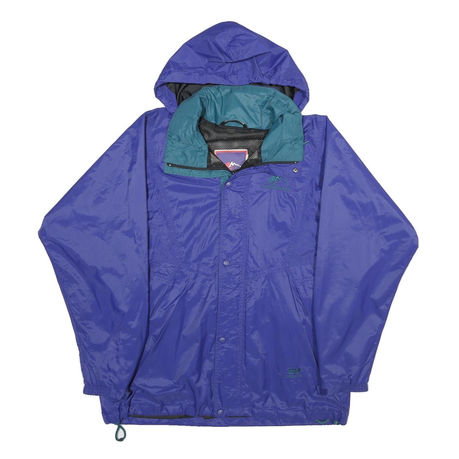 HELLY HANSEN Mens Blue Nylon Outdoor Jacket L Zip Hooded Casual