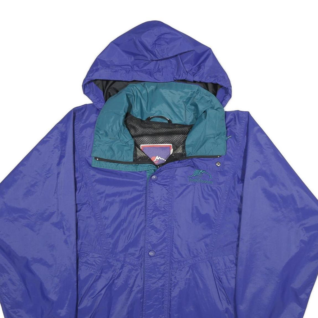 HELLY HANSEN Mens Blue Nylon Outdoor Jacket L Zip Hooded Casual
