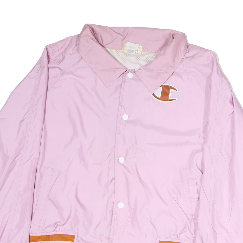 CHAMPION Womens Pink & Orange Coach Jacket 2XL Nylon Button Logo Sportswear
