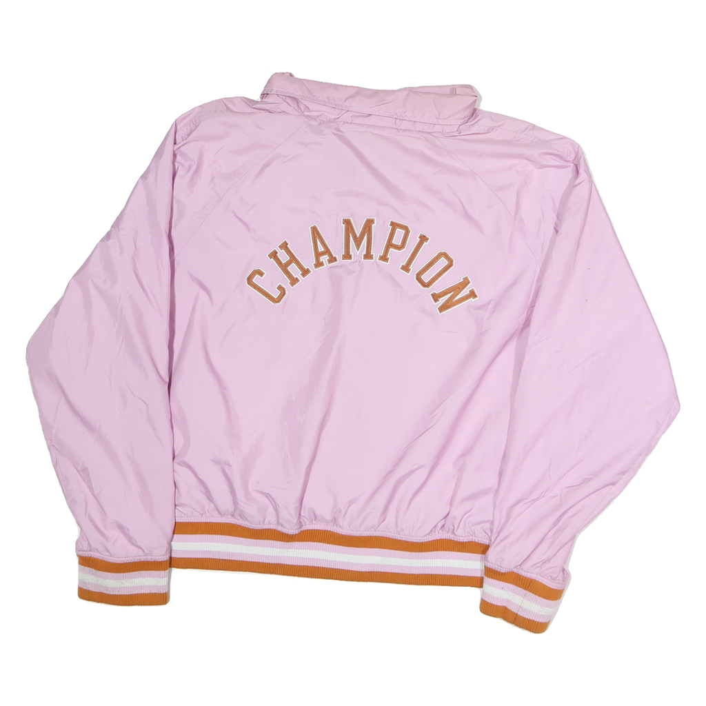 CHAMPION Womens Pink & Orange Coach Jacket 2XL Nylon Button Logo Sportswear