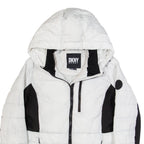 DKNY Womens Puffer Coat White Hooded S