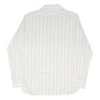 BURBERRY Mens White & Grey Striped Cotton Blend Shirt M Classic Fit Long Sleeve