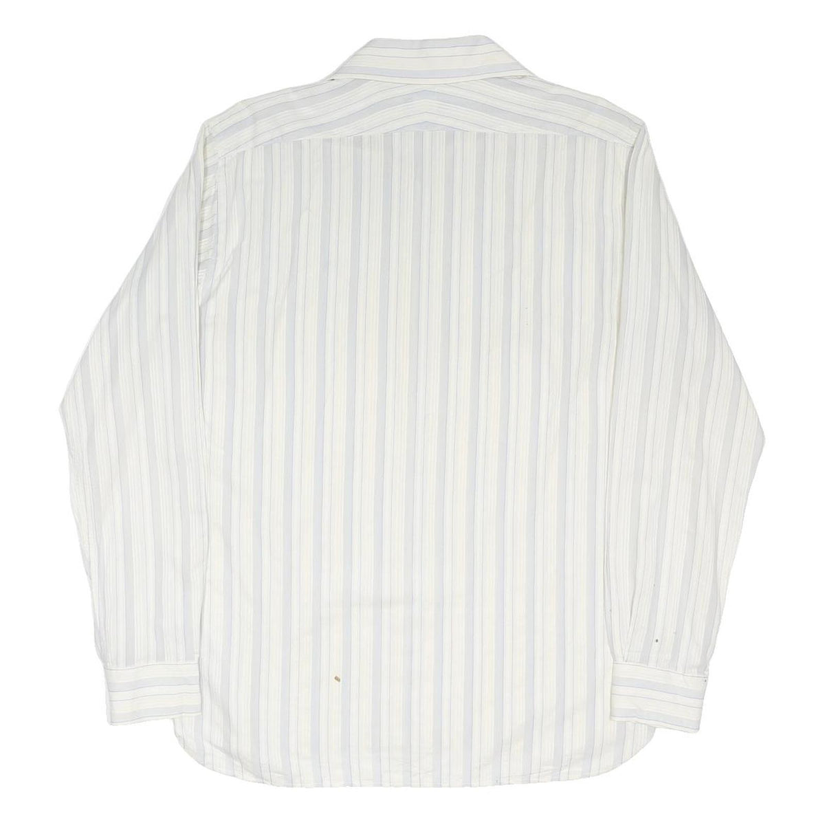 BURBERRY Mens White & Grey Striped Cotton Blend Shirt M Classic Fit Long Sleeve