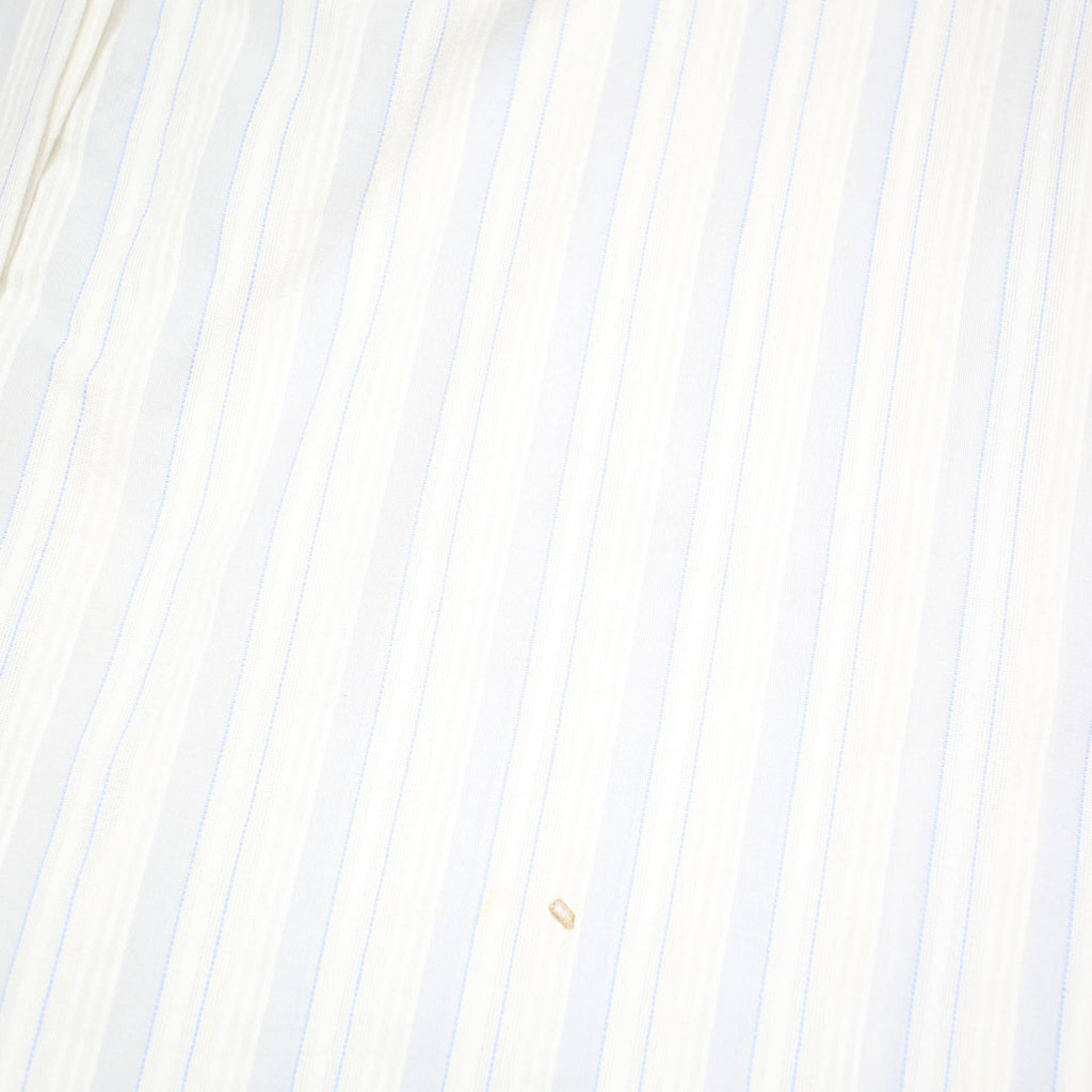 BURBERRY Mens White & Grey Striped Cotton Blend Shirt M Classic Fit Long Sleeve