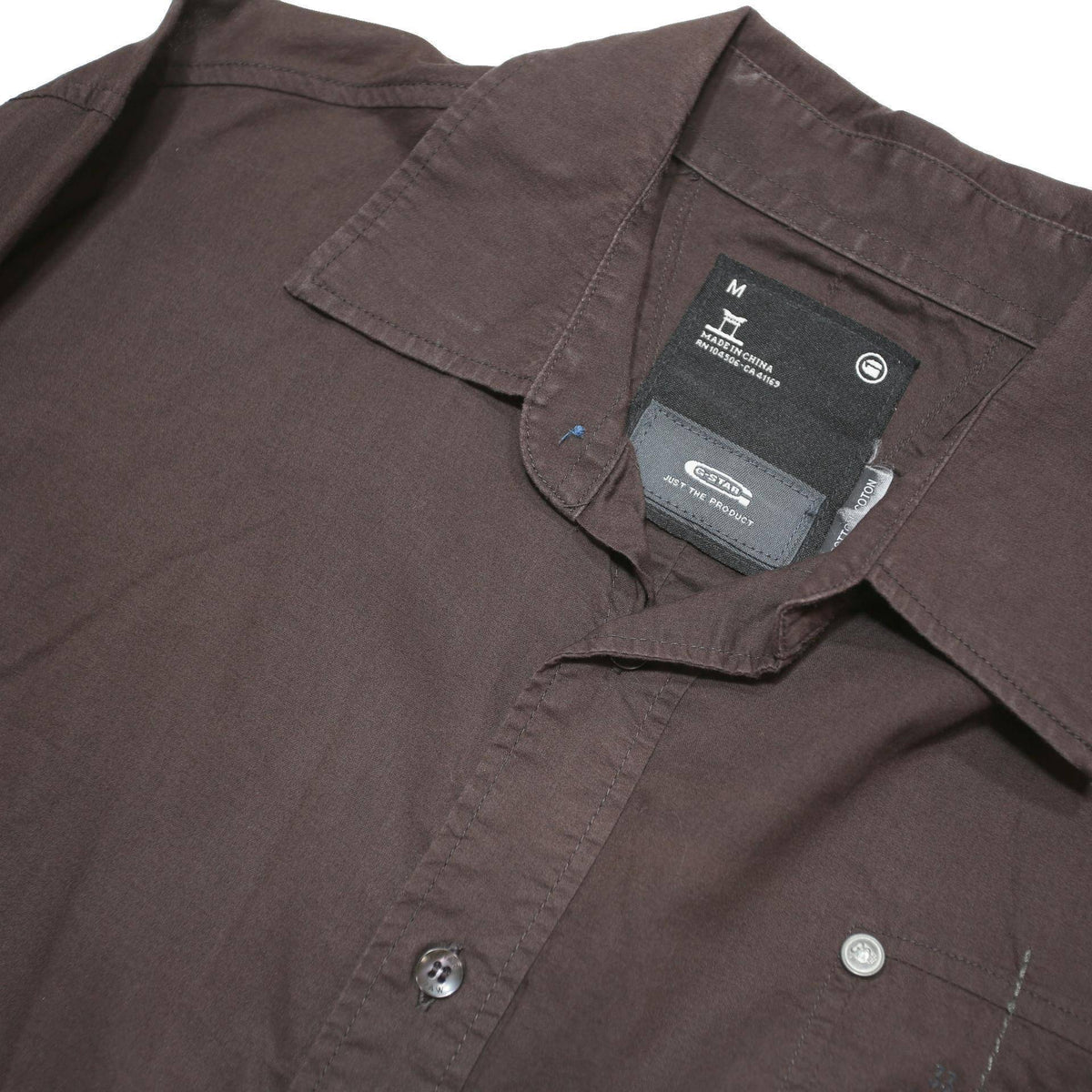 G-STAR Mens Brown Shirt M Cotton Blend Long Sleeve Casual Button Shirt