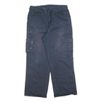 DICKIES Mens Cotton Blend Navy Relaxed Cargo Trousers W36 L32 Workwear Zip