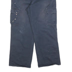 DICKIES Mens Cotton Blend Navy Relaxed Cargo Trousers W36 L32 Workwear Zip