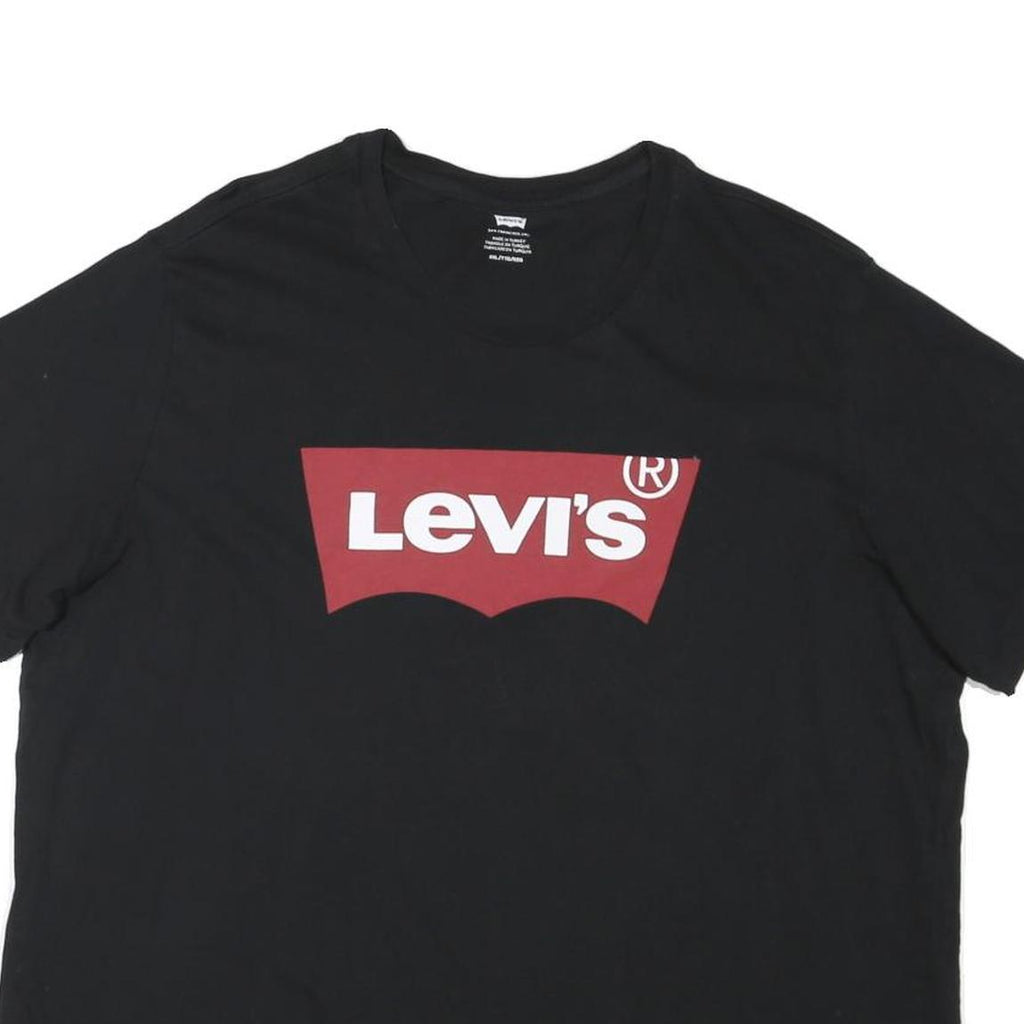 LEVI'S Mens Black Graphic T-Shirt 2XL Short Sleeve Crew Neck Cotton Blend
