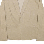 Womens Beige Cotton Blend Jacket M Woven Classic Fit Long Sleeve Plain Blazer
