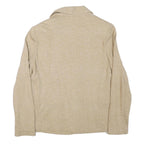 Womens Beige Cotton Blend Jacket M Woven Classic Fit Long Sleeve Plain Blazer
