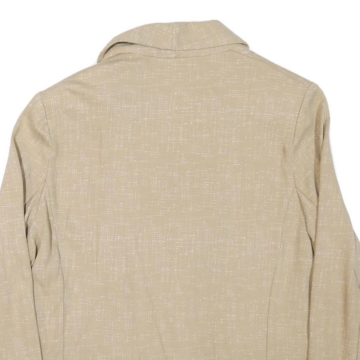 Womens Beige Cotton Blend Jacket M Woven Classic Fit Long Sleeve Plain Blazer