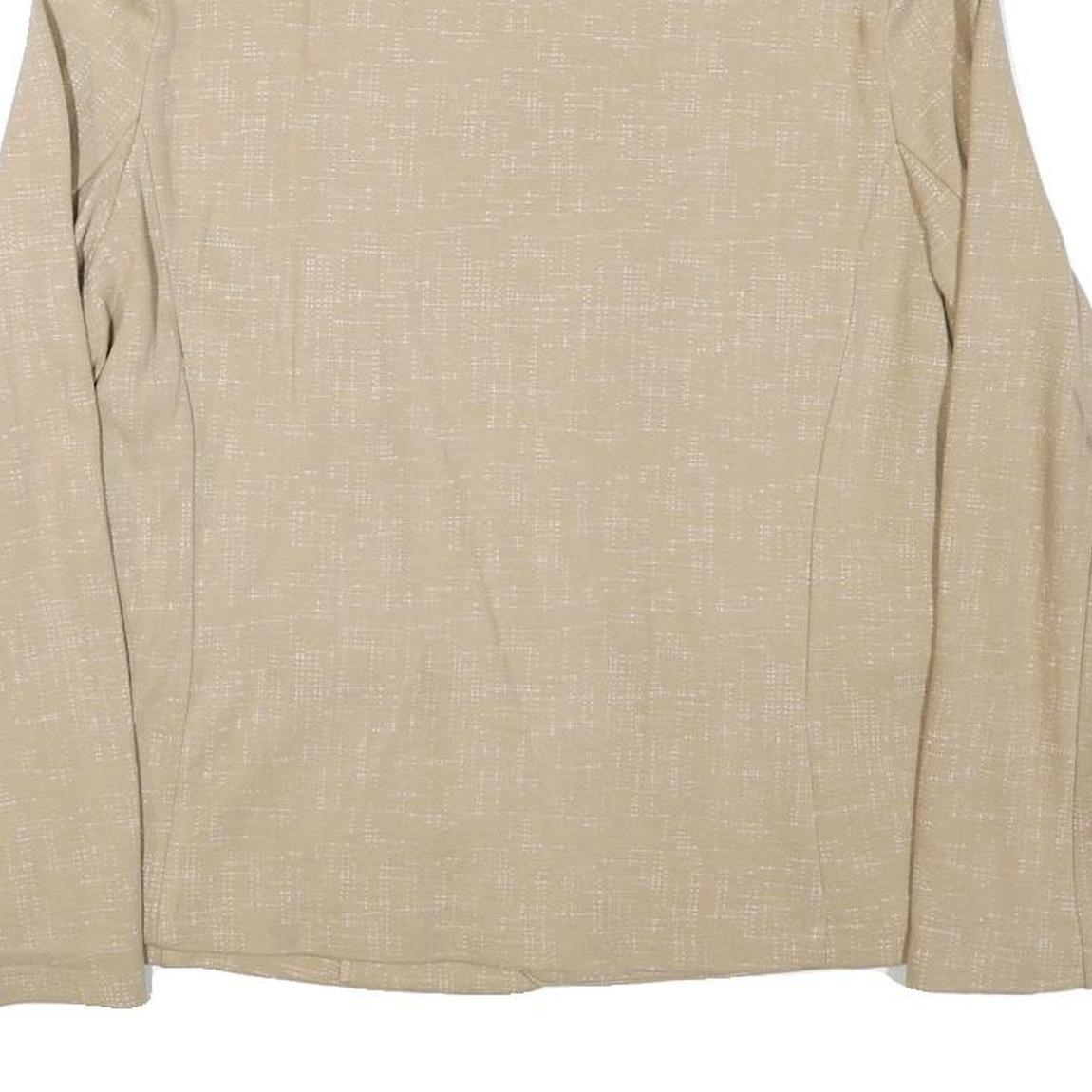 Womens Beige Cotton Blend Jacket M Woven Classic Fit Long Sleeve Plain Blazer