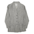 VITAMIN Mens Grey Linen Blend Jacket S Button Plain Lightweight Stylish Vintage
