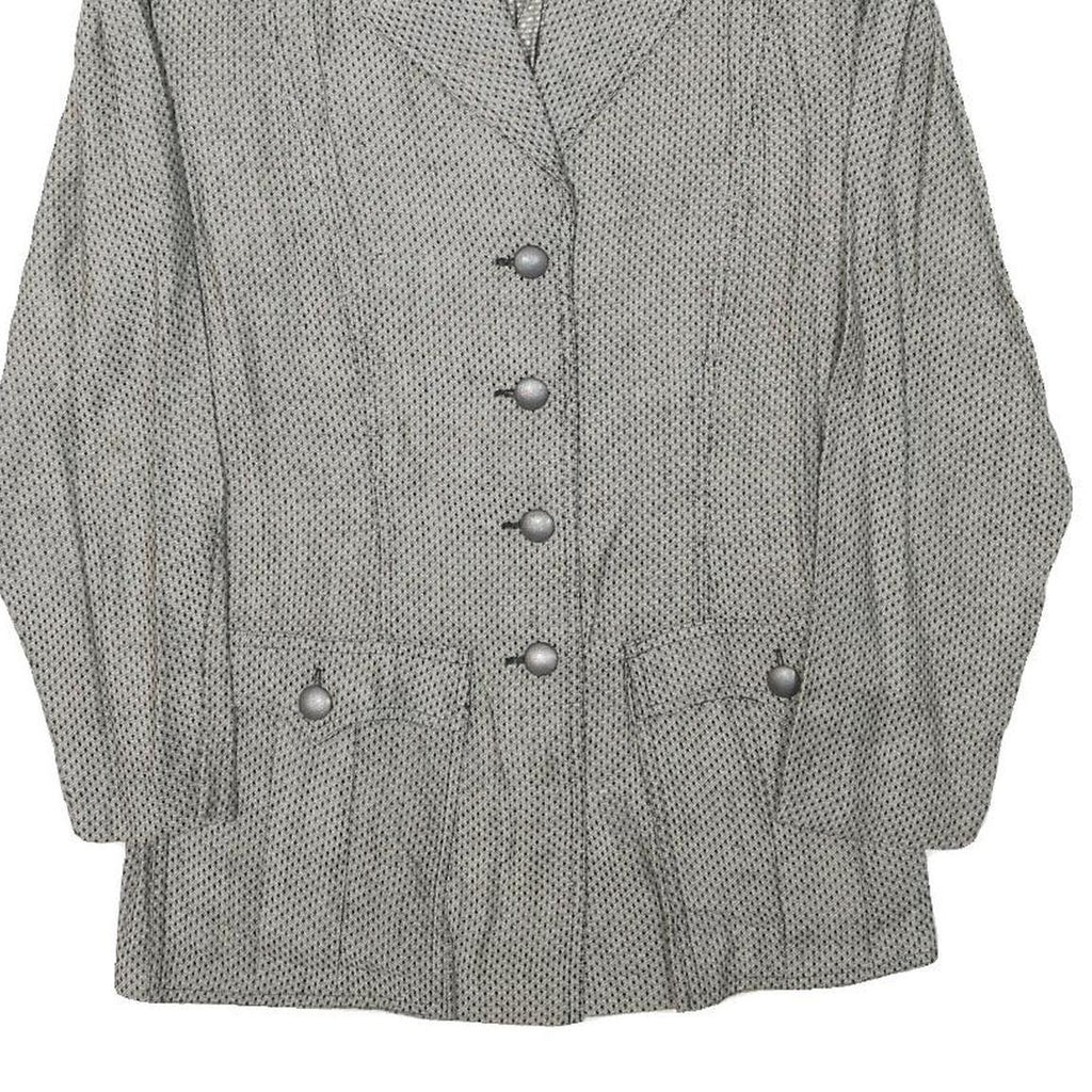 VITAMIN Mens Grey Linen Blend Jacket S Button Plain Lightweight Stylish Vintage