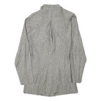 VITAMIN Mens Grey Linen Blend Jacket S Button Plain Lightweight Stylish Vintage