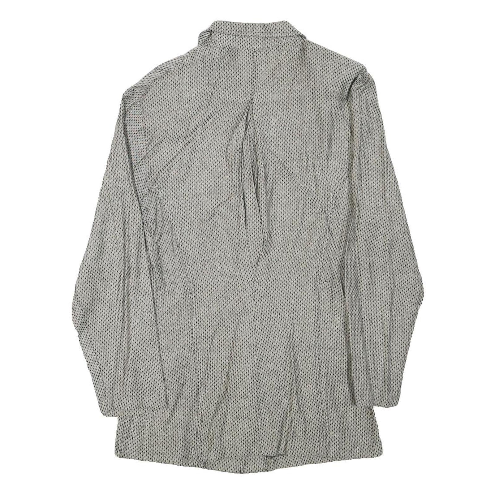 VITAMIN Mens Grey Linen Blend Jacket S Button Plain Lightweight Stylish Vintage