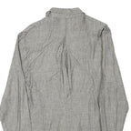 VITAMIN Mens Grey Linen Blend Jacket S Button Plain Lightweight Stylish Vintage