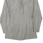 VITAMIN Mens Grey Linen Blend Jacket S Button Plain Lightweight Stylish Vintage