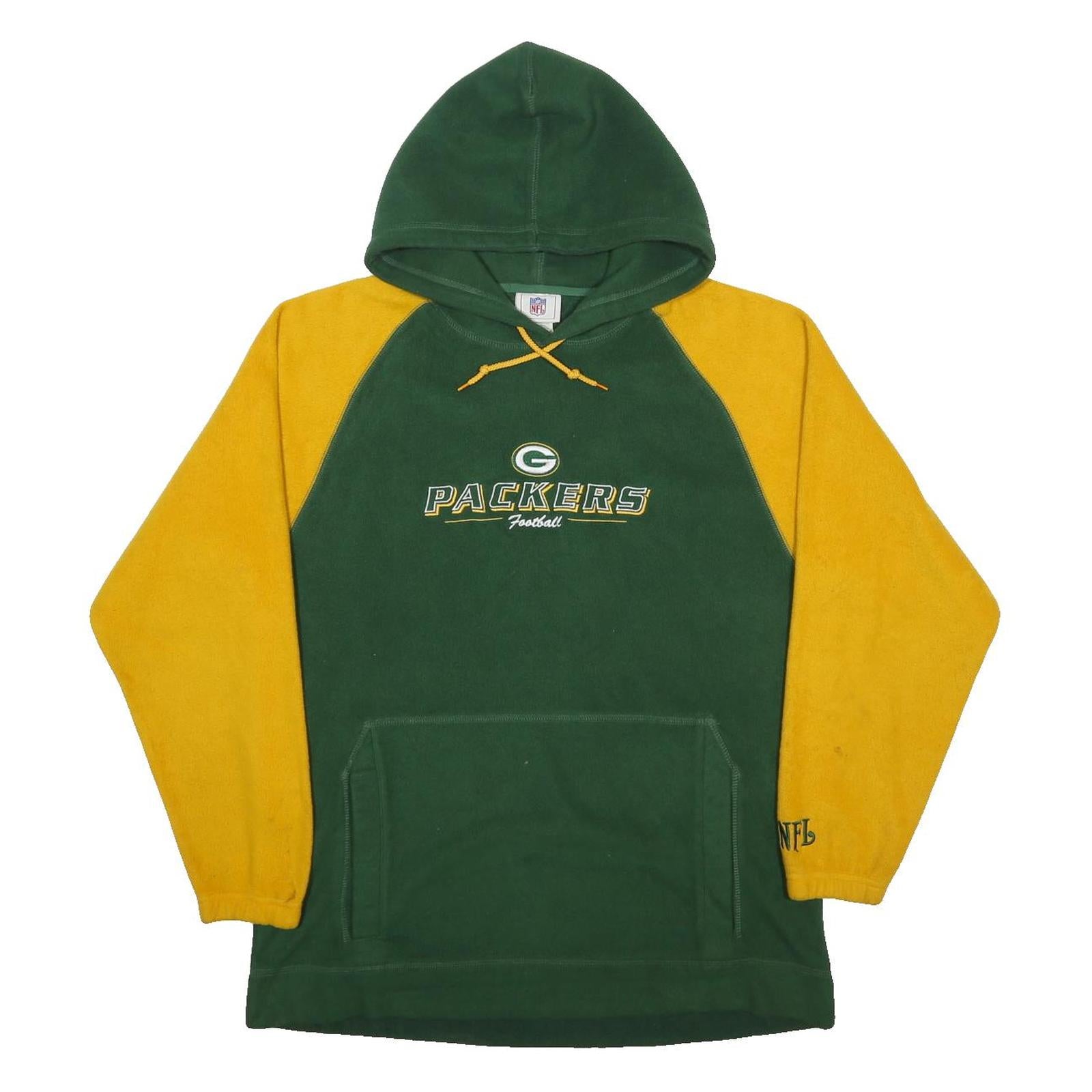 NFL Mens Green & Yellow Green Bay Packers Hoodie L Football Pullover
