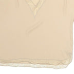 ZARA Womens Beige Lace Trim Top Short Sleeve V-Neck S Lightweight