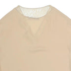 ZARA Womens Beige Lace Trim Top Short Sleeve V-Neck S Lightweight