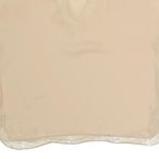 ZARA Womens Beige Lace Trim Top Short Sleeve V-Neck S Lightweight