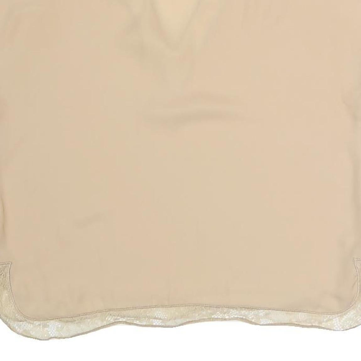 ZARA Womens Beige Lace Trim Top Short Sleeve V-Neck S Lightweight