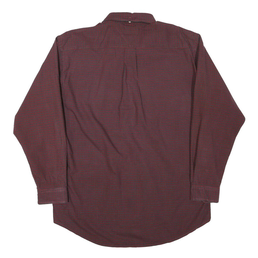 TOMMY HILFIGER Mens Maroon Check Shirt L Button Down Casual Cotton Blend