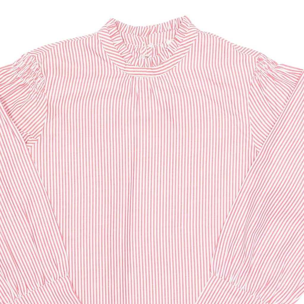 KISS COAST Womens Printed Top Red High Neck Long Sleeve Striped S