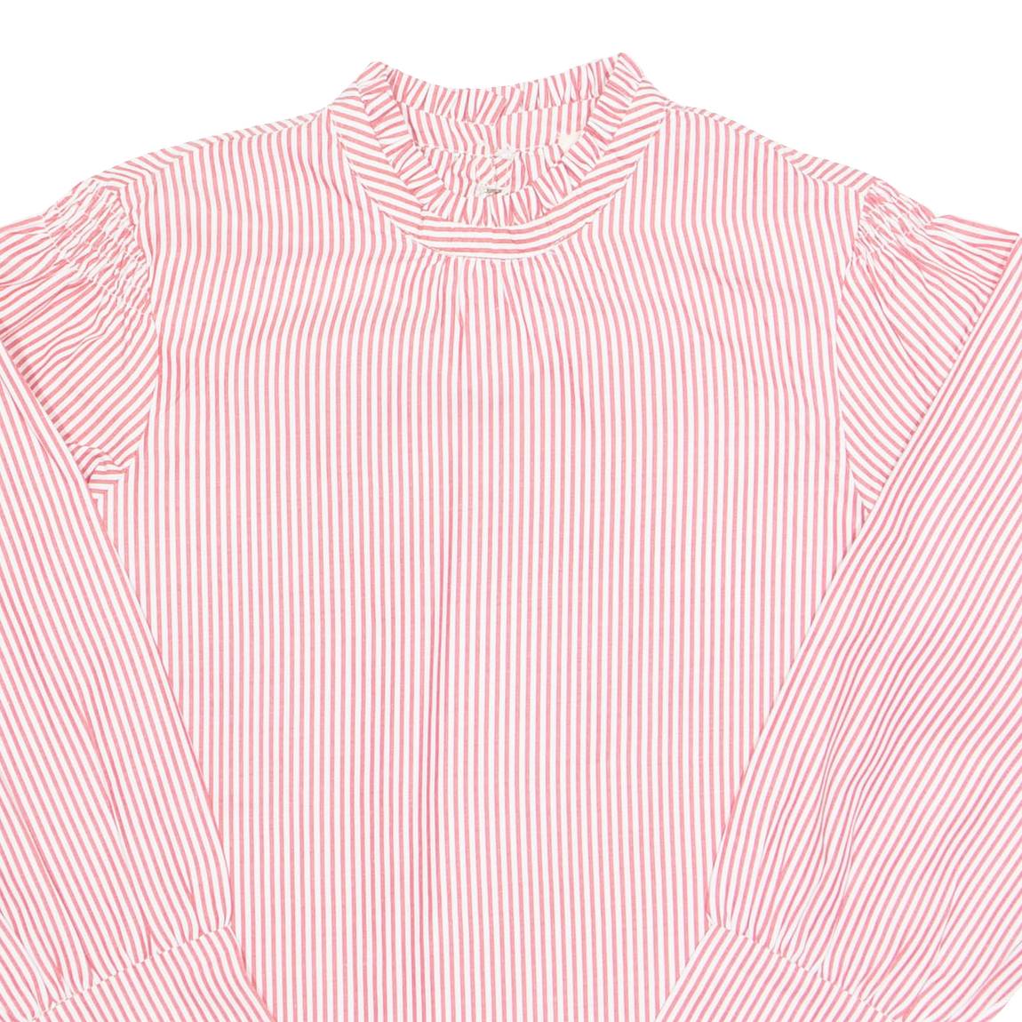 KISS COAST Womens Printed Top Red High Neck Long Sleeve Striped S