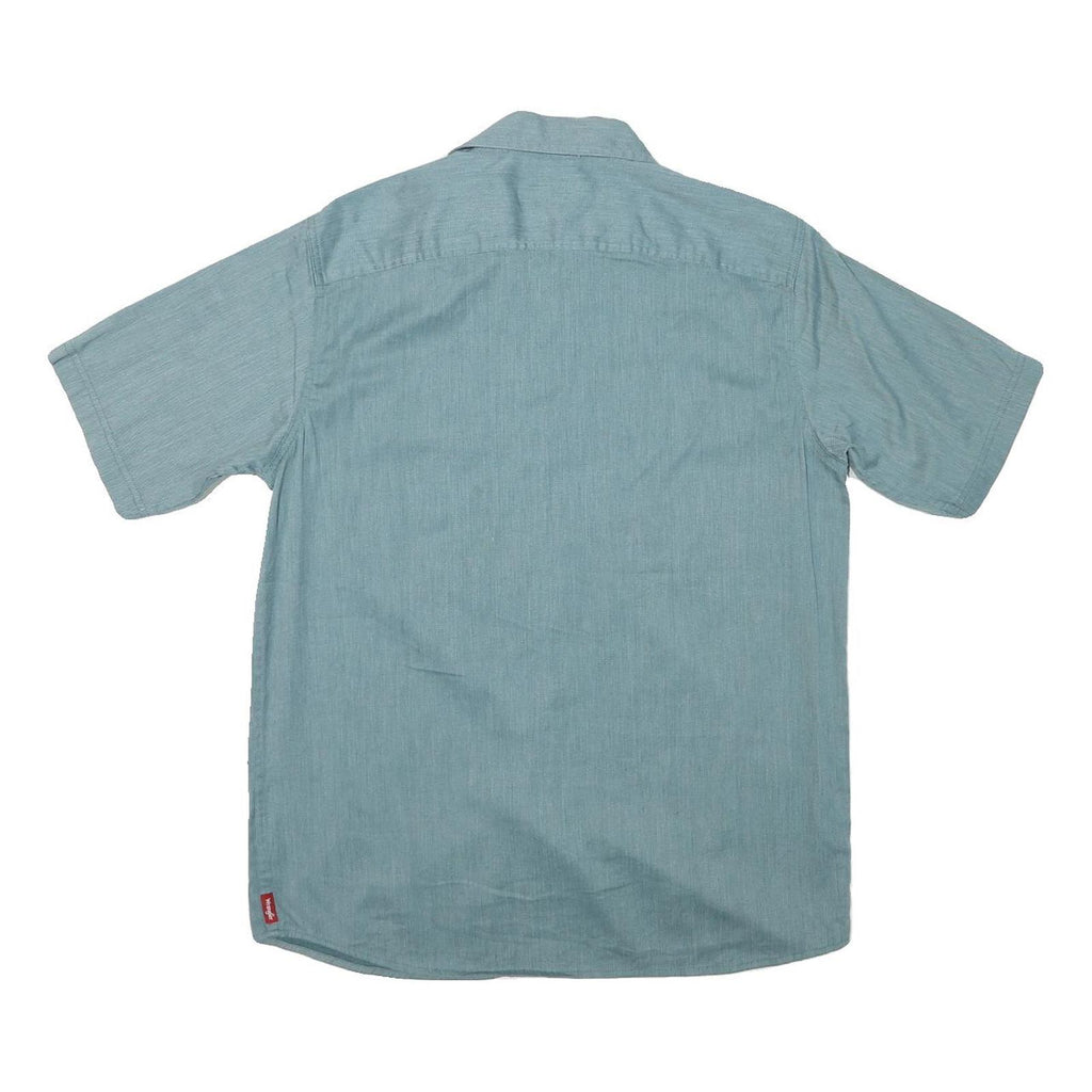 WRANGLER Mens Blue Cotton Blend Short Sleeve Shirt M Casual Utility Workwear