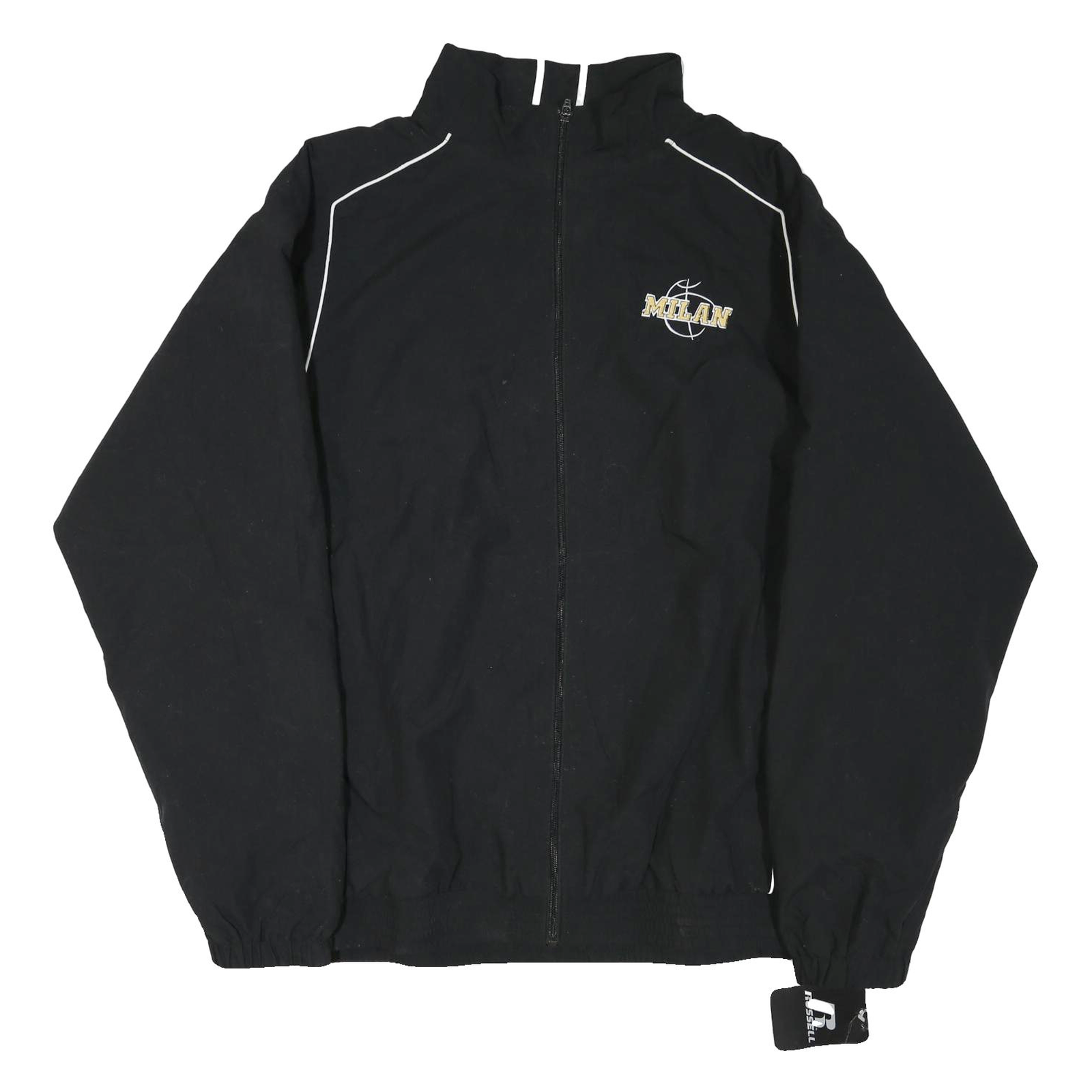 RUSSELL ATHLETIC Mens Black Milan Zip Jacket XL Polyester Blend Plain Sportswear