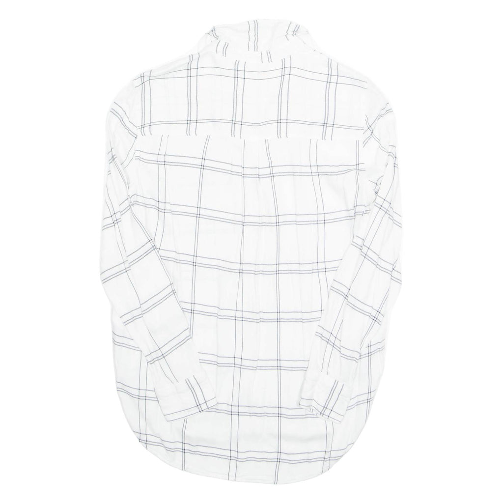 H&M Womens Printed Shirt White Collared Long Sleeve Check UK 8