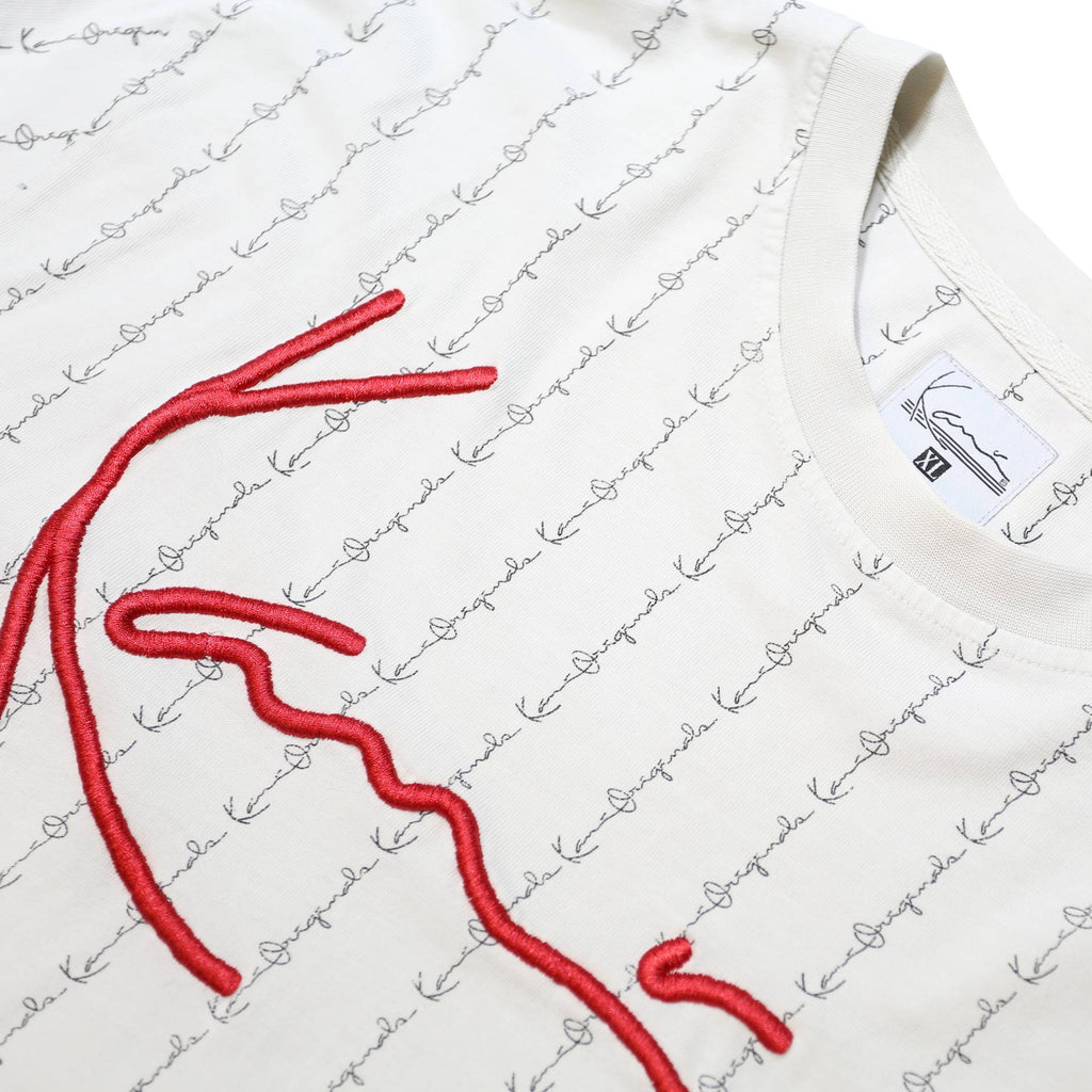 KARL KANI Mens White & Red Logo Graphic T-Shirt XL Short Sleeve Crew Neck