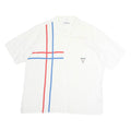 Mens White Cotton Shirt XL Red & Blue Stripe Chest Pocket Button Collar Casual