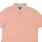 TOMMY HILFIGER Mens Peach Pink Polo Shirt L Cotton Blend Short Sleeve Basic