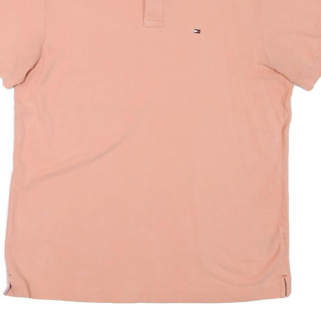 TOMMY HILFIGER Mens Peach Pink Polo Shirt L Cotton Blend Short Sleeve Basic
