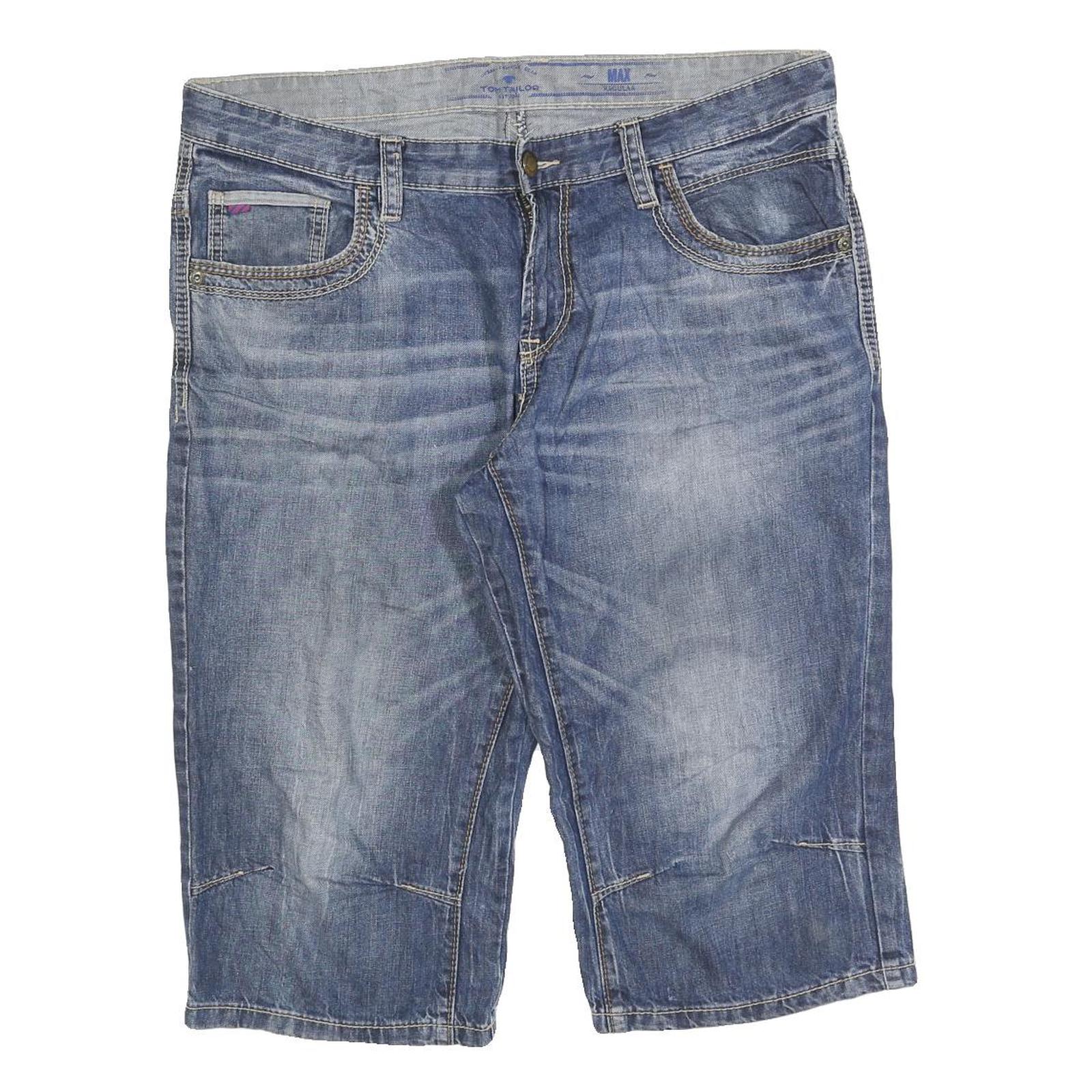 TOM TAILOR Mens Denim Blue Casual Shorts 2XL W40 Cotton Blend Comfortable Fit
